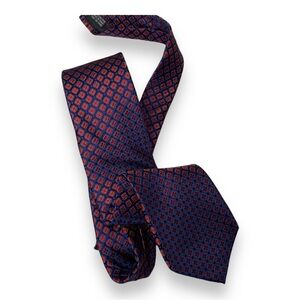 Joseph Abboud - Navy Red Poppy Design 100% Silk Tie